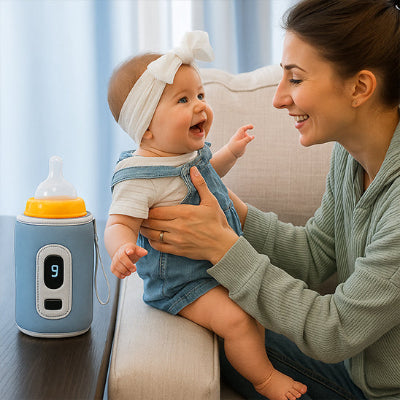 chauffe biberon nomade bébé heureux après son boire