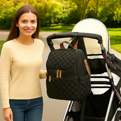 sac a-dos a langer accroche poigne poussette