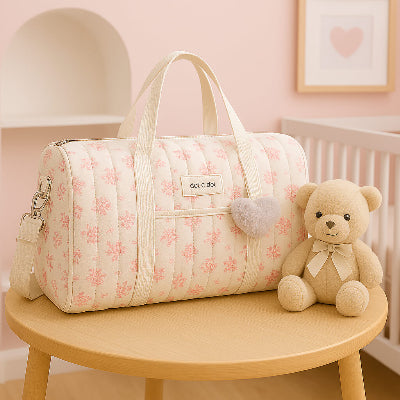 sac a langer fleur rose