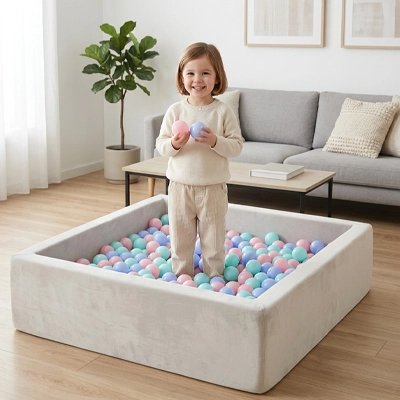 alle piscine a balle enfant debout piscine carree grise interieur