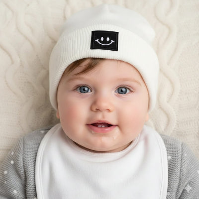 Bonnet bebe blanc patch