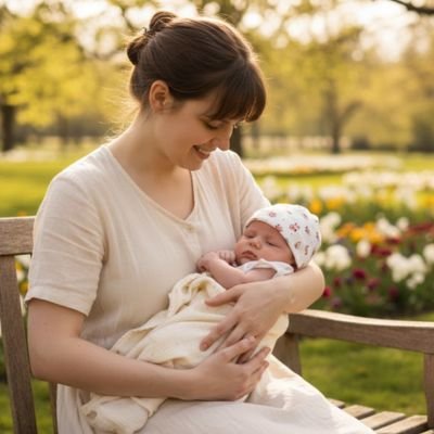 Bonnet bebe fille blanc motifs colores exterieur