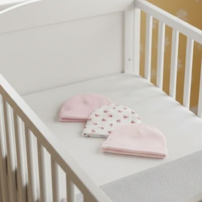 Bonnet bebe fille fleuri rose rose uni rose pale berceau