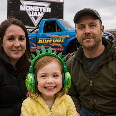 Casque anti bruit bebe dinosaure evenement camion Bigfoot