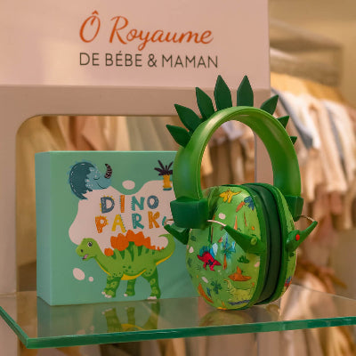 Casque anti bruit bebe dinosaure vitrin boutique O Royaume de bebe et maman