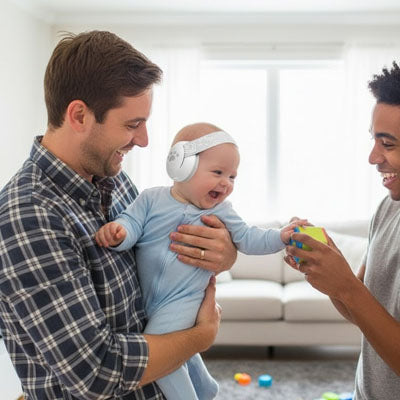 Casque anti bruit bebe papa avec bebe
