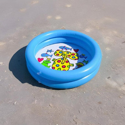 Petite piscine gonflable bebe fond illustré animaux 2 boudins