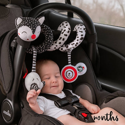 Spirale d activite bebe siege auto renard noir blanc jouets suspendus miroir oiseau bebe eveille