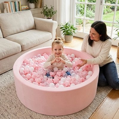balles piscine a balle rose pastel fille maman salon jeu eveil