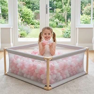 balles piscine a balle rose pastel parc carre enfant securise