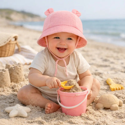 bob bébé rose plage jeu sable 