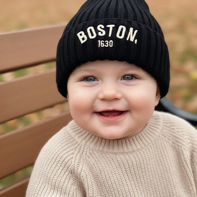 bonnet bebe garcon noir boston automne exterieur