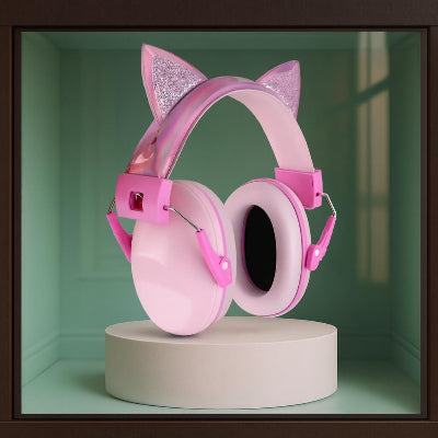 casque anti bruit bébé chaton rose