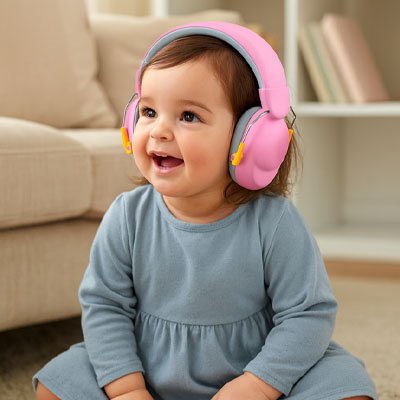 Casque anti bruit pour bébé heureux
