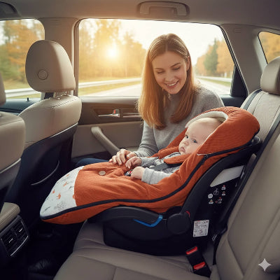chanceliere pour poussette bebe voiture securite hiver orange