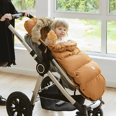 chanceliere poussette caramel hiver fourrure bebe installee poussette confort chaude sortie