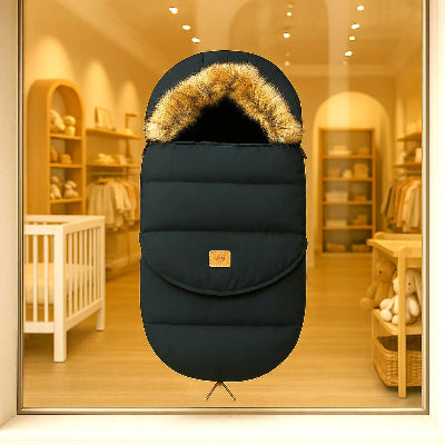 chanceliere poussette hiver chaude noire fourrure confort bebe promenade