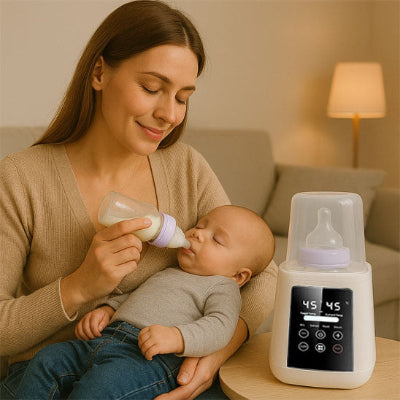 chauffe biberon maman donne biberon bébé sereinement