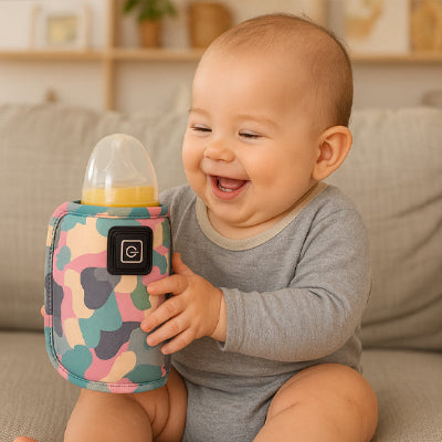 chauffe-biberon nomade bebe tient main biberon dans chauffe biberon 
