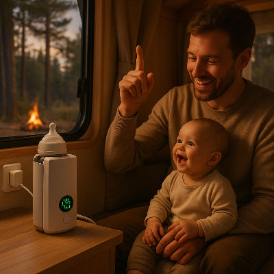 chauffe biberon portable papa utilise camping