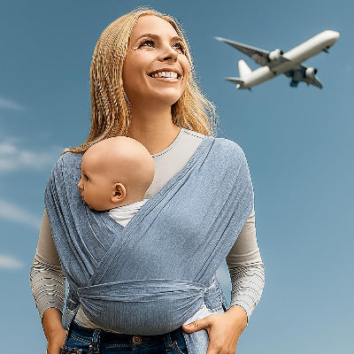 écharpe de portage maman bébé avion ciel