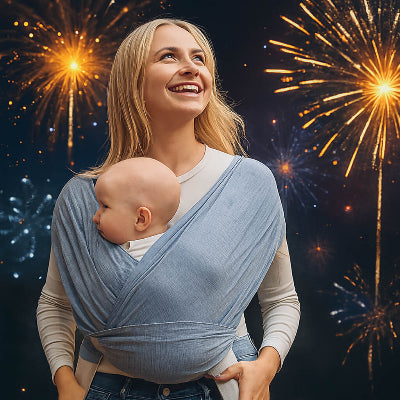 écharpe de portage maman bébé regarde feux d artifice