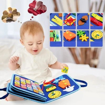 enfant 2 ans jouant avec jouet educatif tactile.