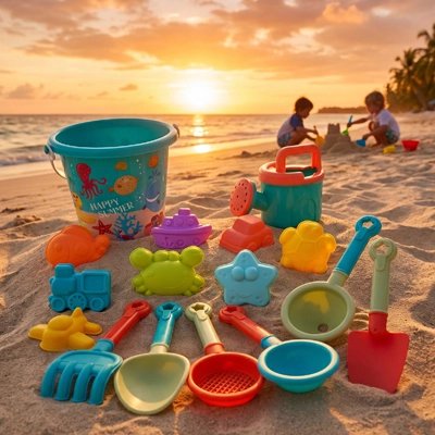 Jouet de plage kit complet seau moules enfants coucher soleil