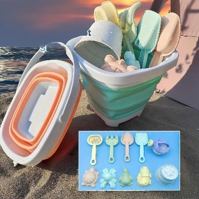 jouets de plage kit complet seau pliable pastel bebe