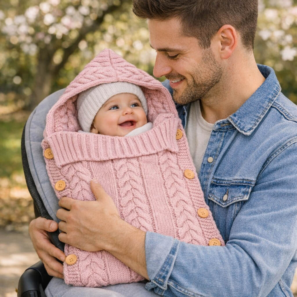 Nid d'ange mi saison | tricoté 0–6 mois – Printemps & Automne-poussette-transat