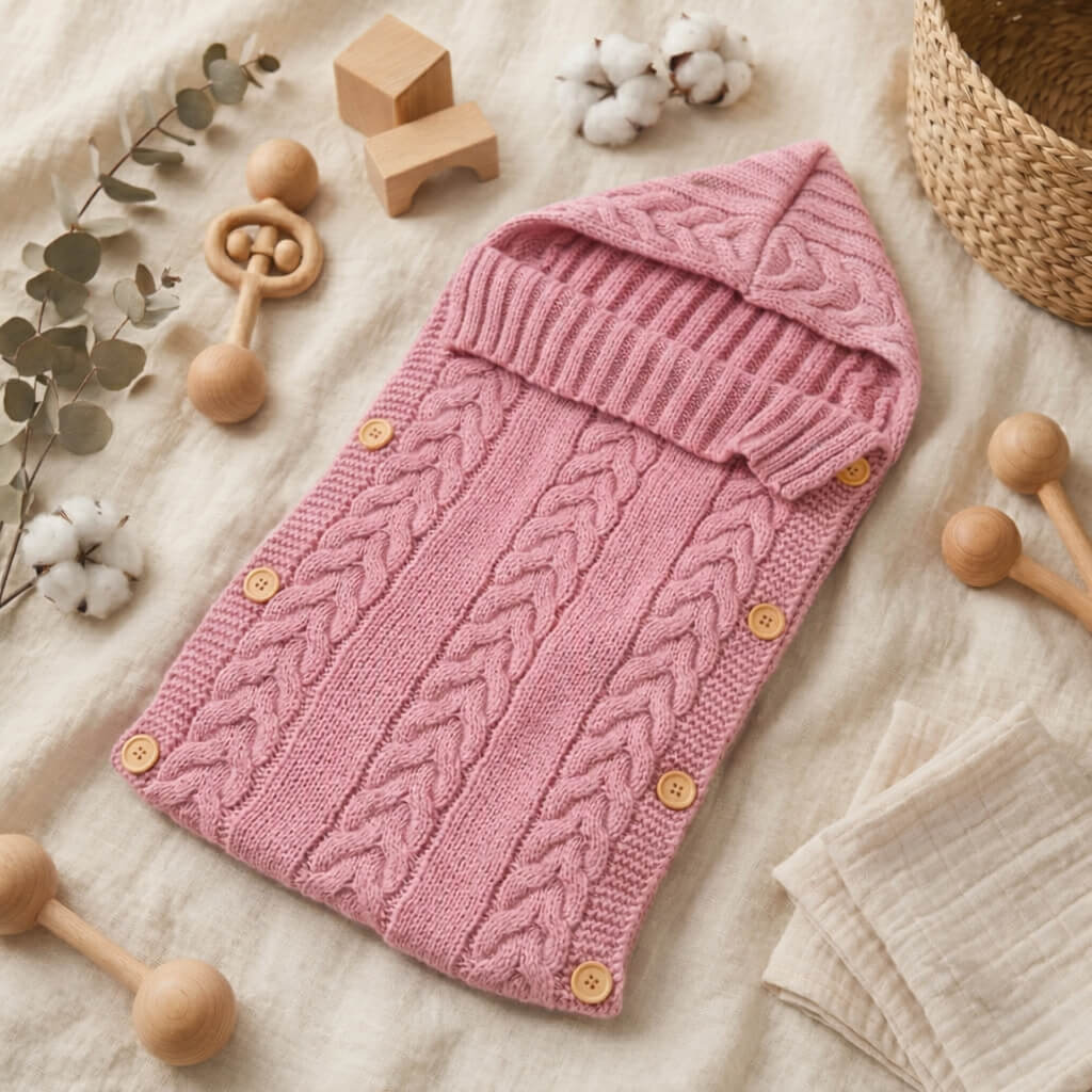 Nid d'ange mi saison | tricoté 0–6 mois – Printemps & Automne-poussette-transat