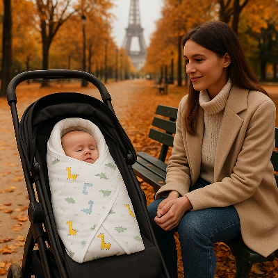 nid d ange bebe poussette maman assis banc parc