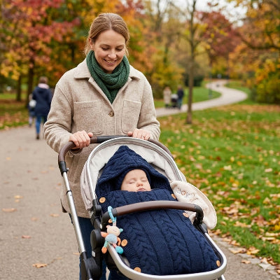nid d ange mi saison bebe en promenade d automne dans une poussette