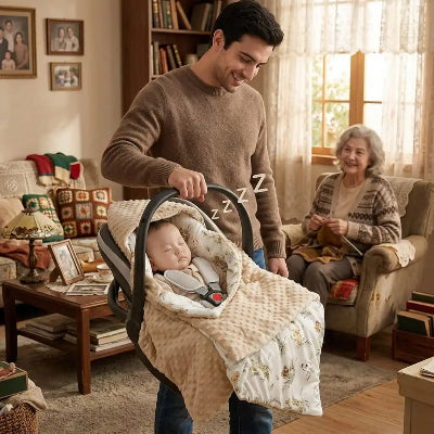 nid d’ange mi saison bébé endormi siège auto moment familial
