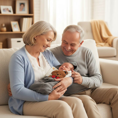 nid d ange mi saison en tricot gris moment famille