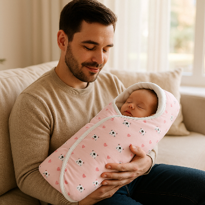 nid d ange ours papa tient bebe bras