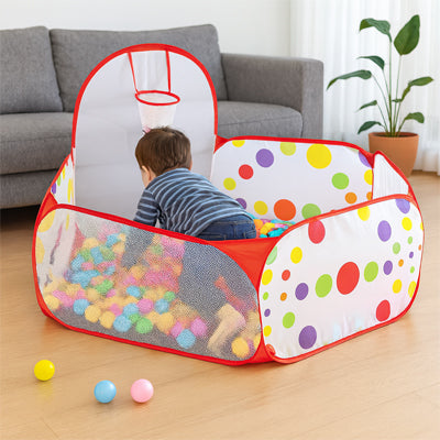 piscine a balles bebe rouge pois multicolores