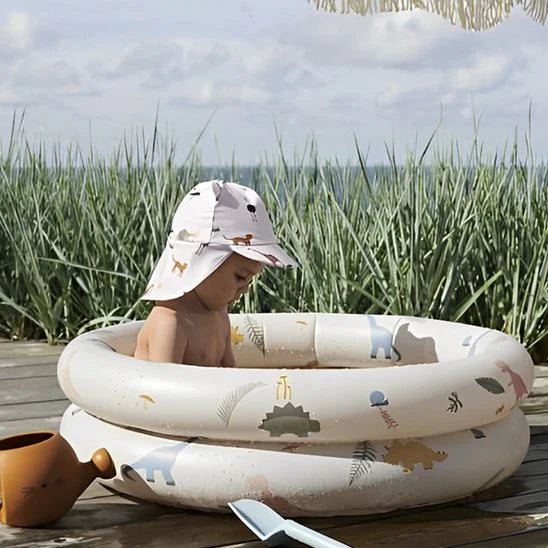 piscine gonflable bebe bleu dinosaures salon