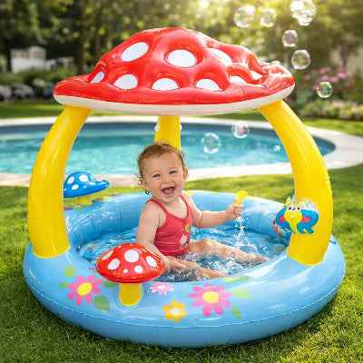 piscine gonflable bebe champignon jardin