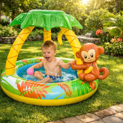 piscine gonflable bebe jungle tropicale jardin