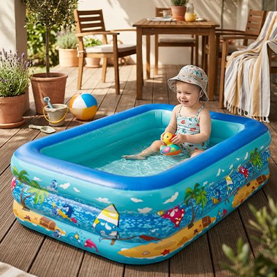 piscine gonflable enfant avec jouets dans piscine