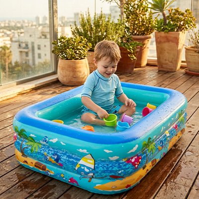 piscine gonflable enfant joue dans piscine décor marins