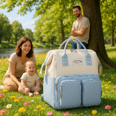 sac a langer a dos bleu pale