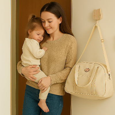 sac a langer nounours bebe maman arrive courses