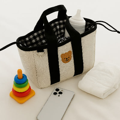 sac a langer ourson noir blanc