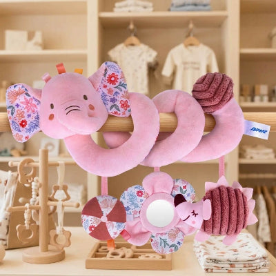 spirale d activite bebe fille jouet d eveil rose elephant fleur herisson