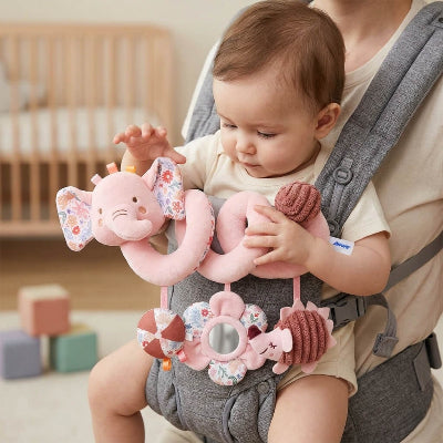 spirale d activite bebe fille sur porte bebe  jouet d eveil 