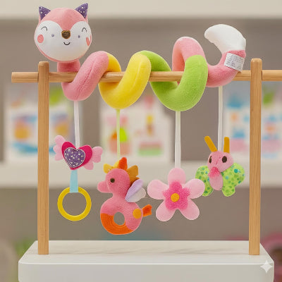 spirale d activite bebe renard rose pastel