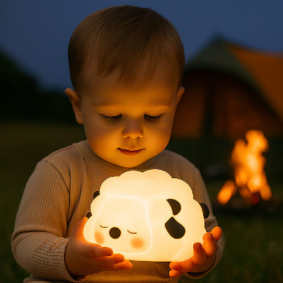 veilleuse bebe nomade led mouton lumiere douce portable rechargeable silicone camping nuit apaisee