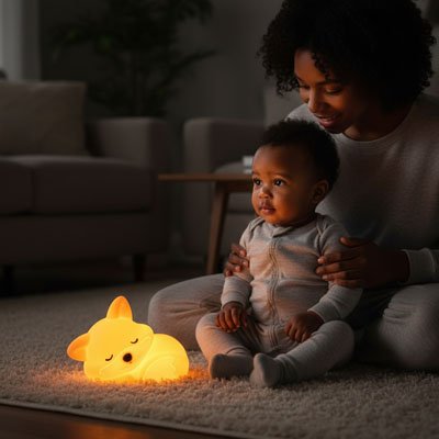 veilleuse-renard-nomade-recharge-longue-durée-bébé-adulte-sol-lumière-orange-apaisante-nuit-salon